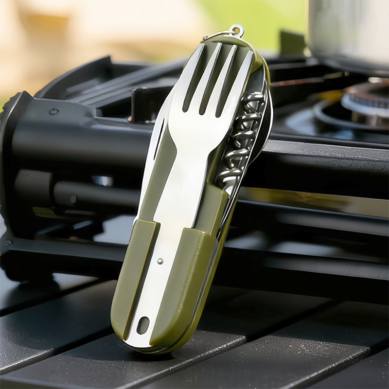 Outdoor Camping Dining Set - New Stainless Steel 7In1 Camping Cutlery